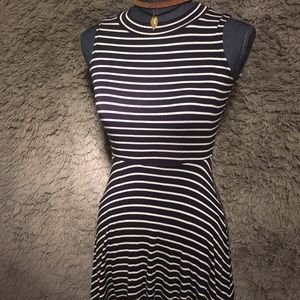 Dark blue and white maxi dress.